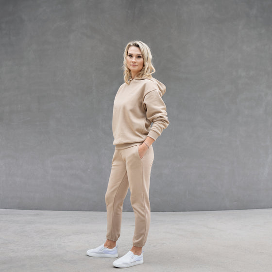 Tepláky beige - organic cotton počesaná