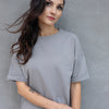 Triko oversize grey stone - organic cotton počesaná