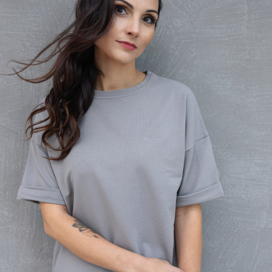 Triko oversize grey stone - organic cotton počesaná