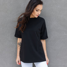  Triko oversize black - organic cotton nepočesaná